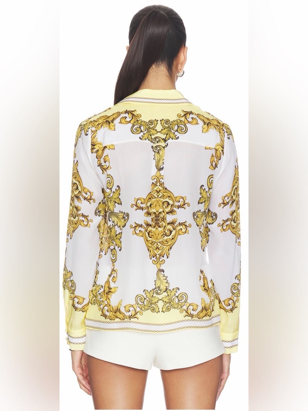 Alice + Olivia Willa Placket Top in Golden Coast - Picture 8 of 12